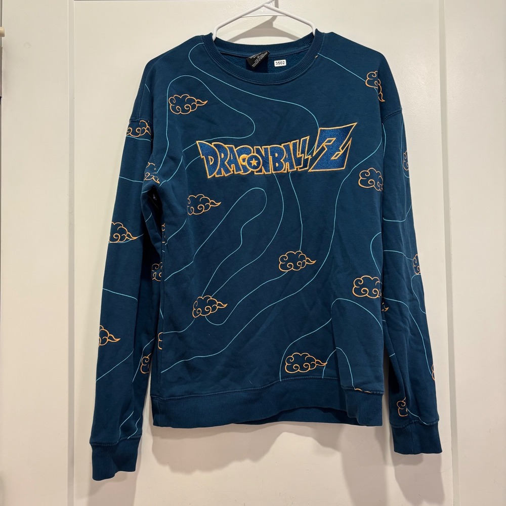 BoxLunch Dragon Ball Z Nimbus Cloud All Over Print Sweatshirt Teal XS